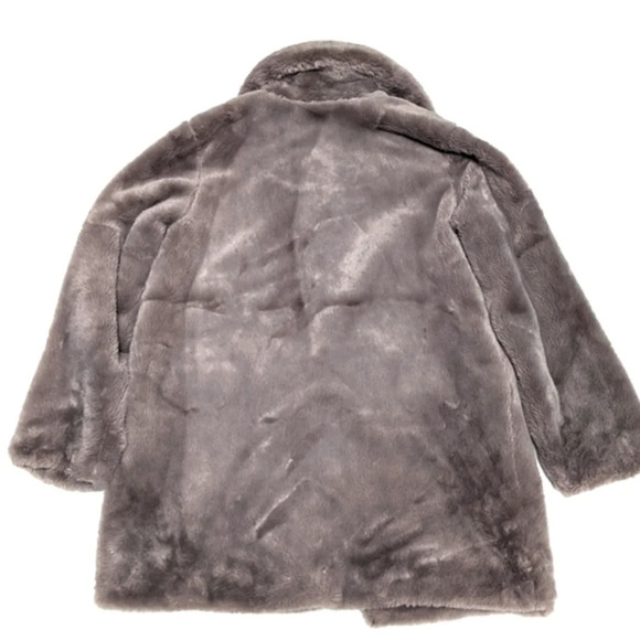 BlankNYC Faux Fur Notched Lapel Oversized Teddy Jacket Cozy Coat Gray  Small S - Picture 5 of 9